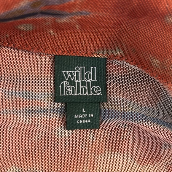 Wild Fable Boho Rust & Brown Sheer Button Down Long Sleeve Dress Size Large - Picture 5 of 6